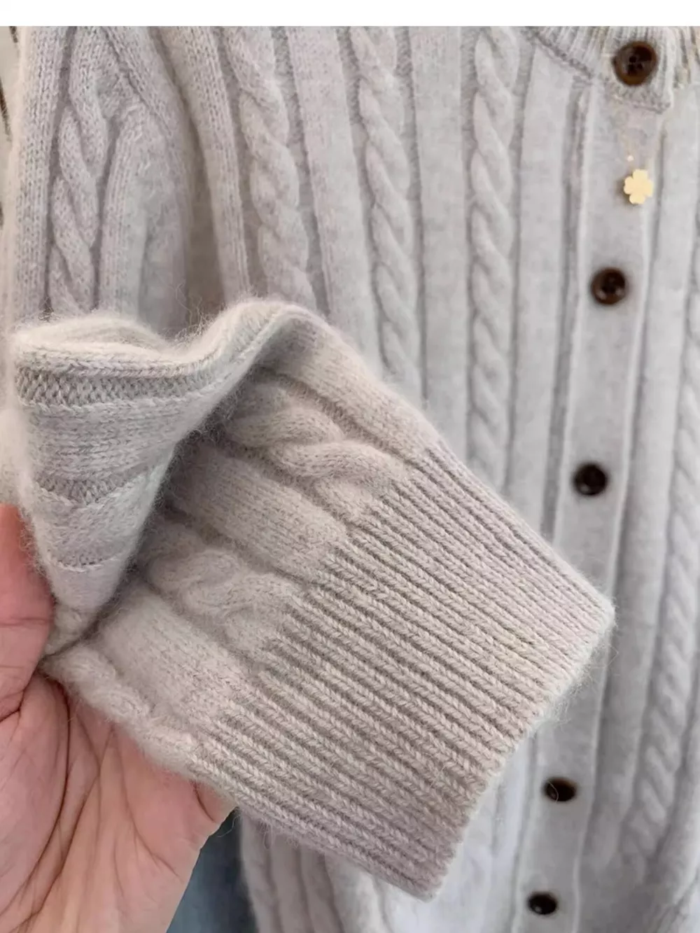 Cable-Knit Button-Down Cardigan, image 15