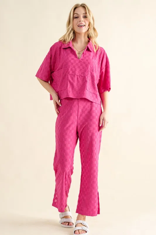 Brushed Texture Checker Board Pattern Casual Top, image 6