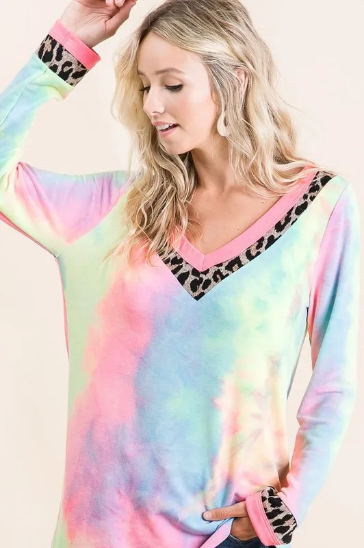 Tie Dye Terry V-Neck Top, image 8