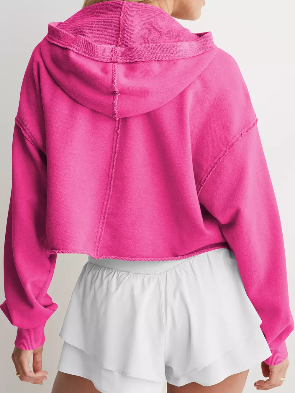Dropped Shoulder Cropped Hoodie, image 6