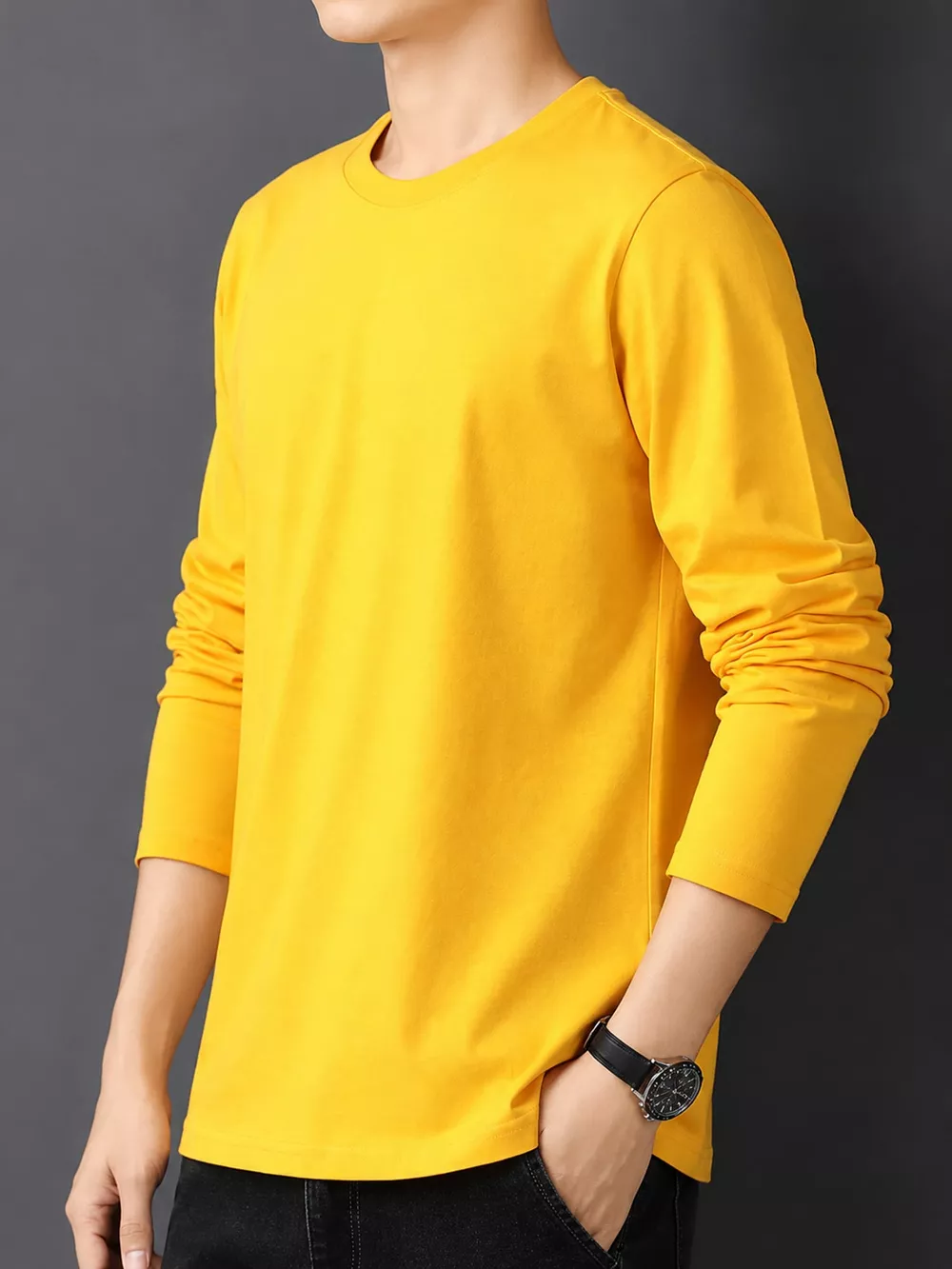 Men's Plus Size Round Neck Long Sleeve T-Shirt, image 52