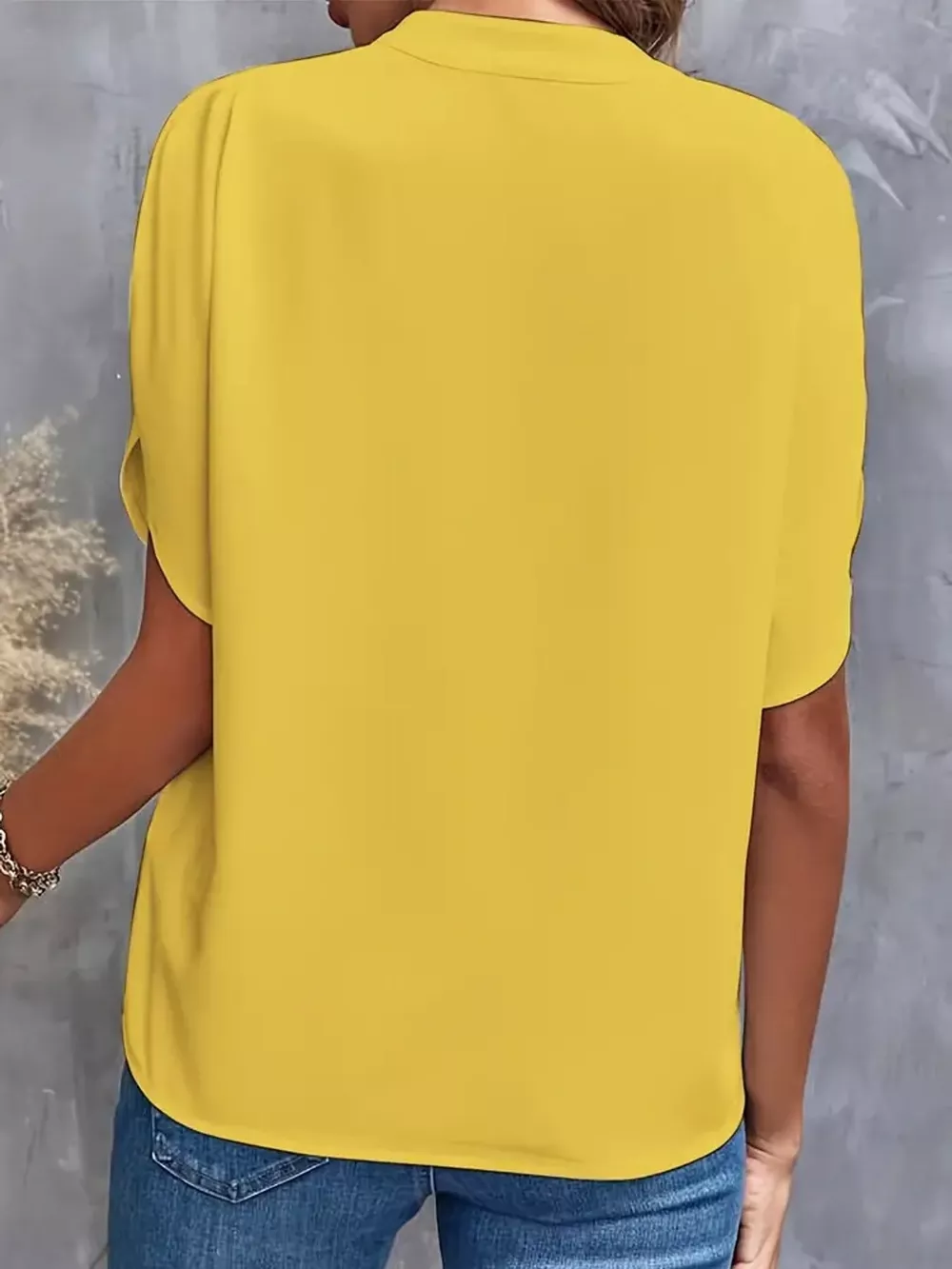 Notched Slit Short Sleeve Blouse, image 28
