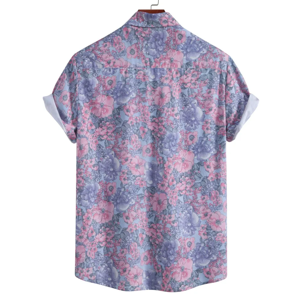 Men's Plus Size Floral Print Short Sleeve Casual Shirt, image 2