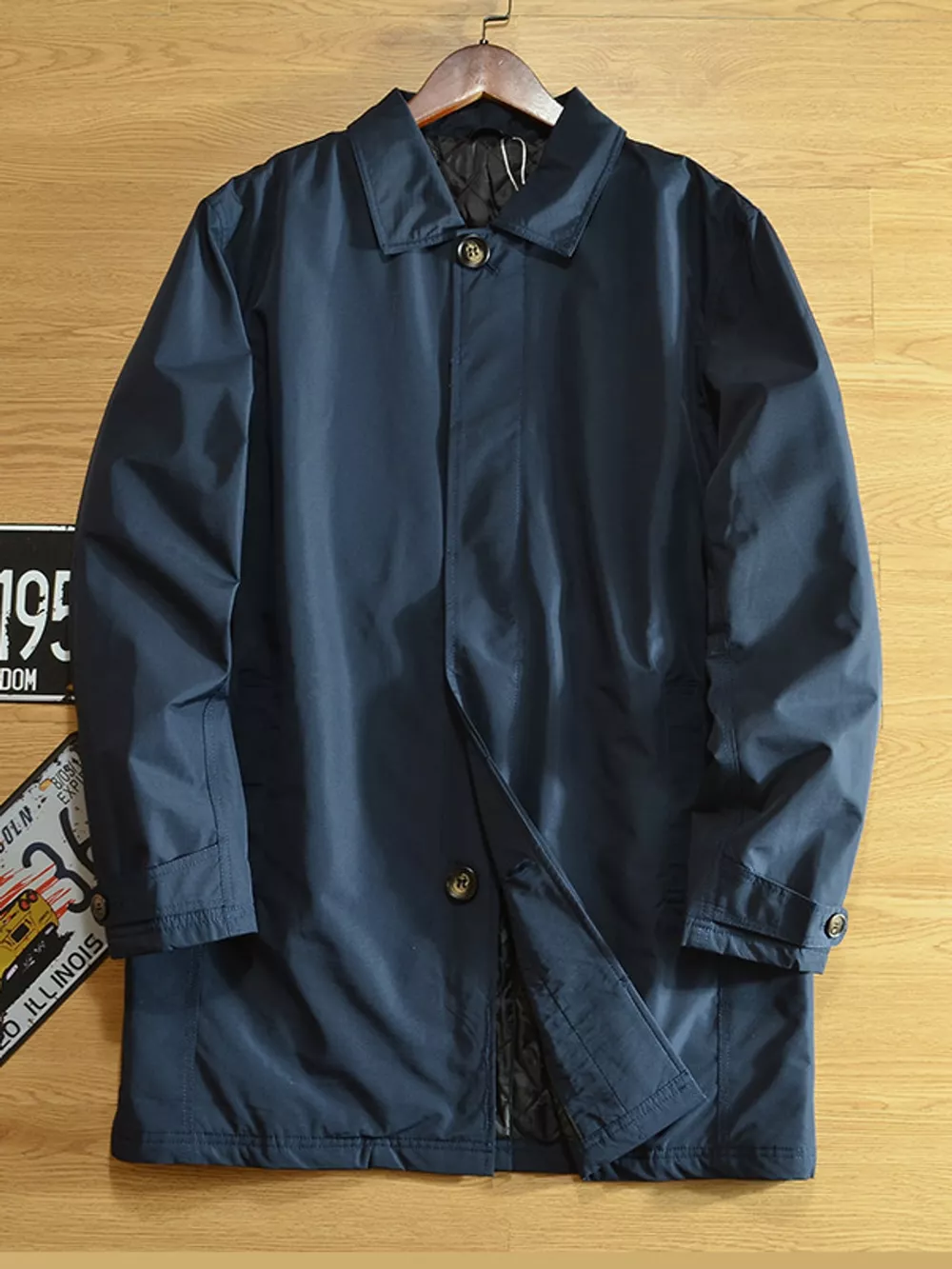 Men's Button Up Long Sleeve Trench Coat, image 3