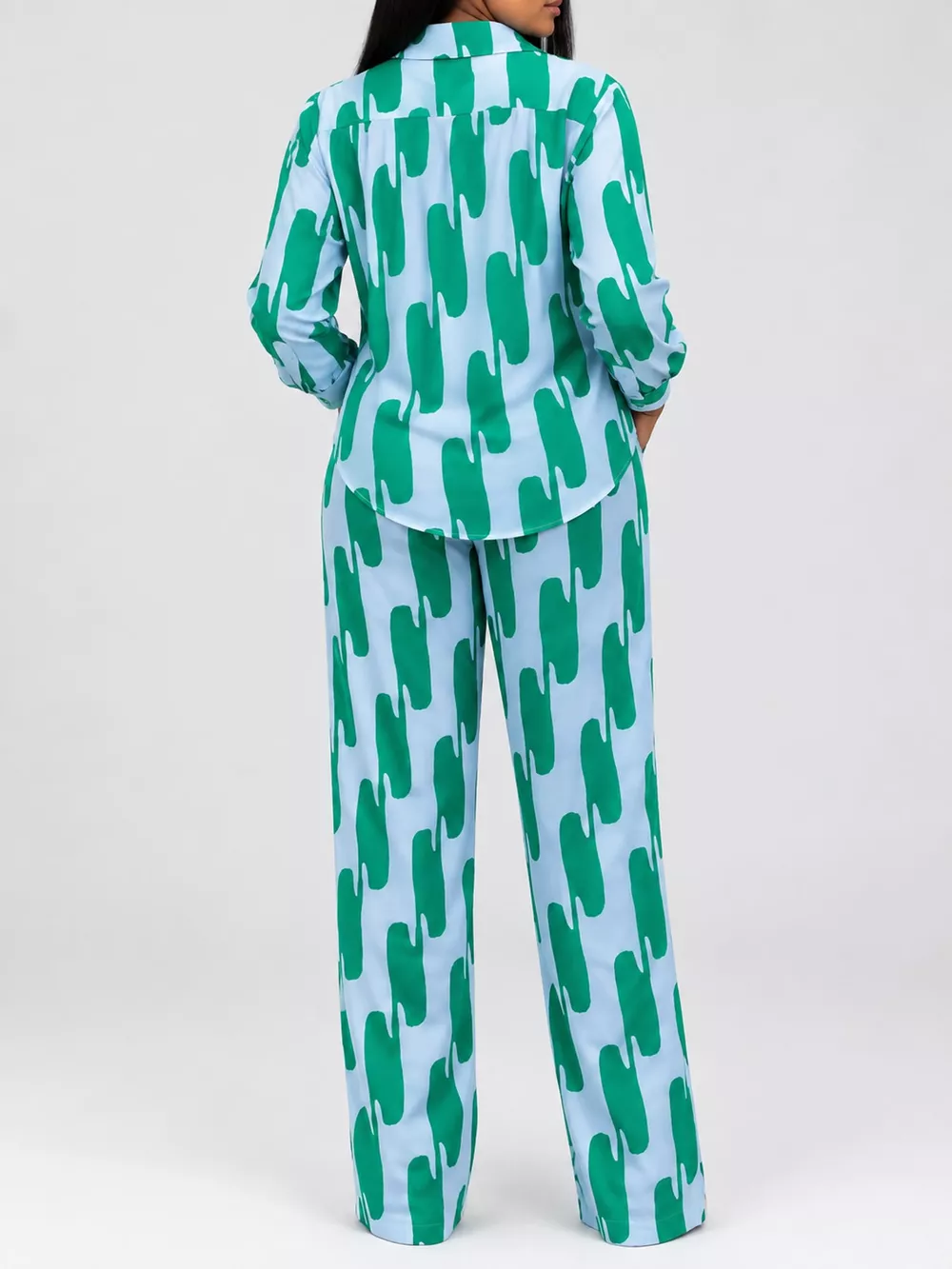Striped Button-Down Shirt and Wide-Leg Pants Two-Piece Set, image 28