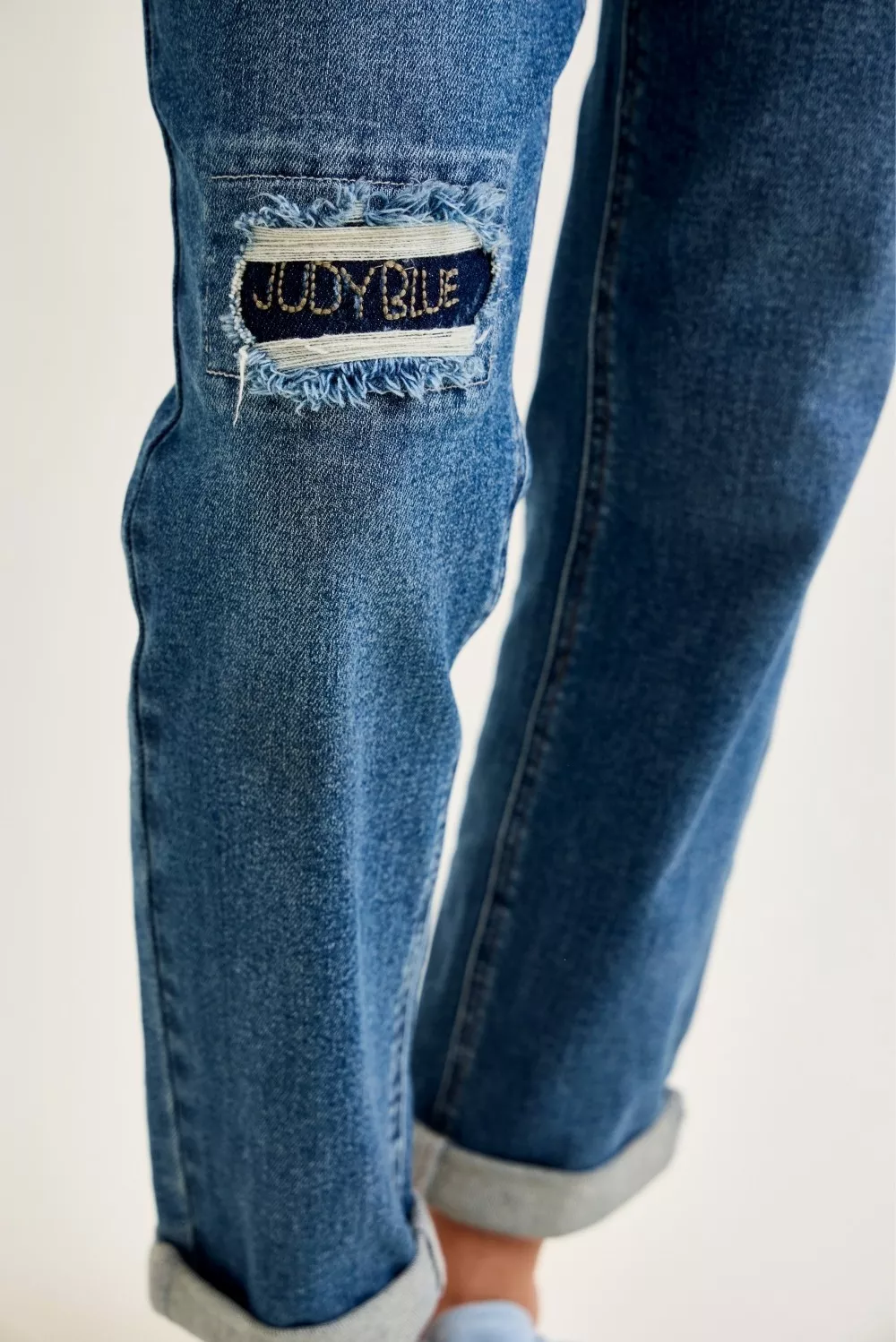 Mid Rise Boyfriend Embroidered Repair Patch Jeans, image 5