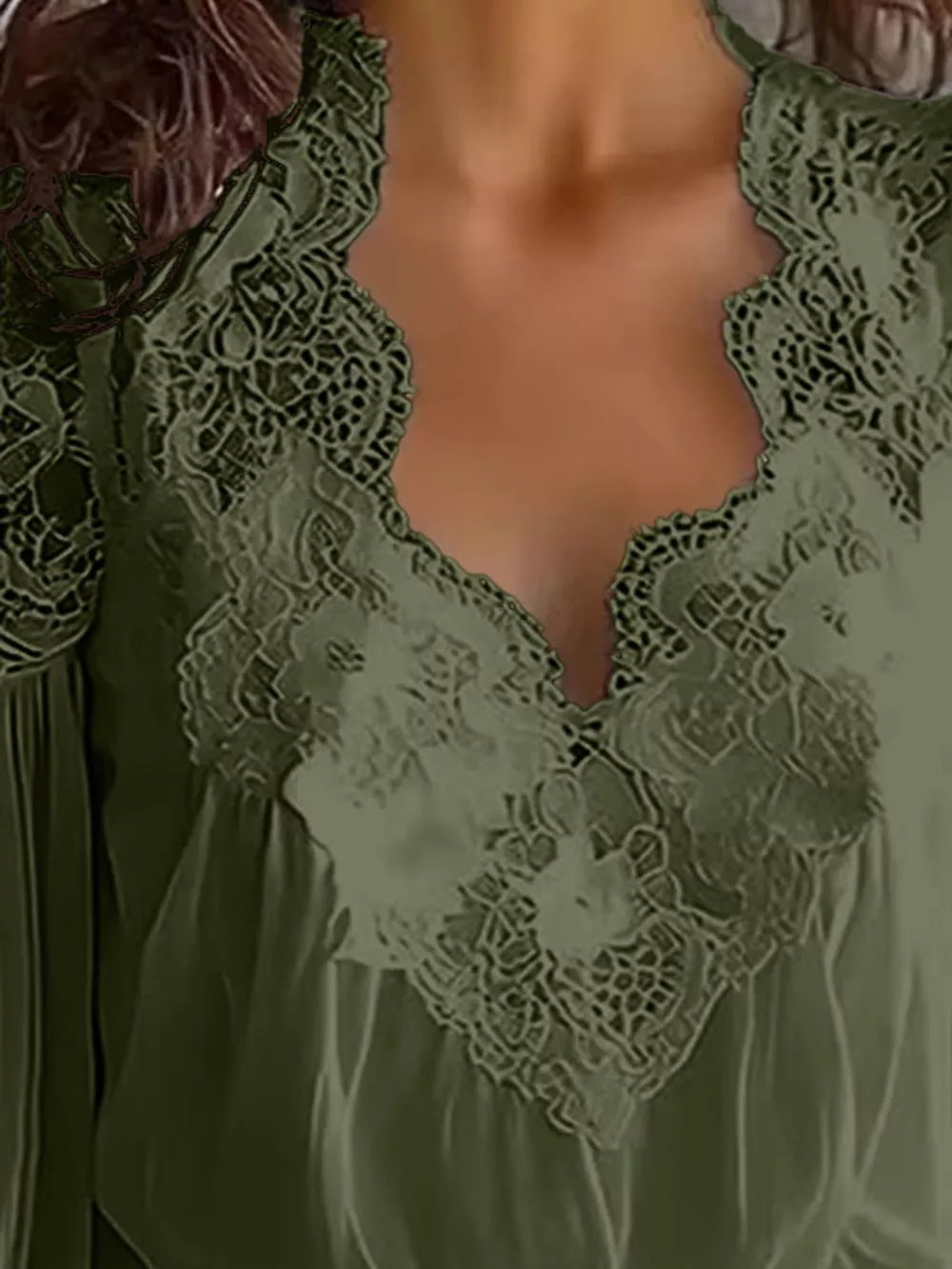 Full Size Lace V-Neck Flounce Sleeve Blouse Plus Size, image 11