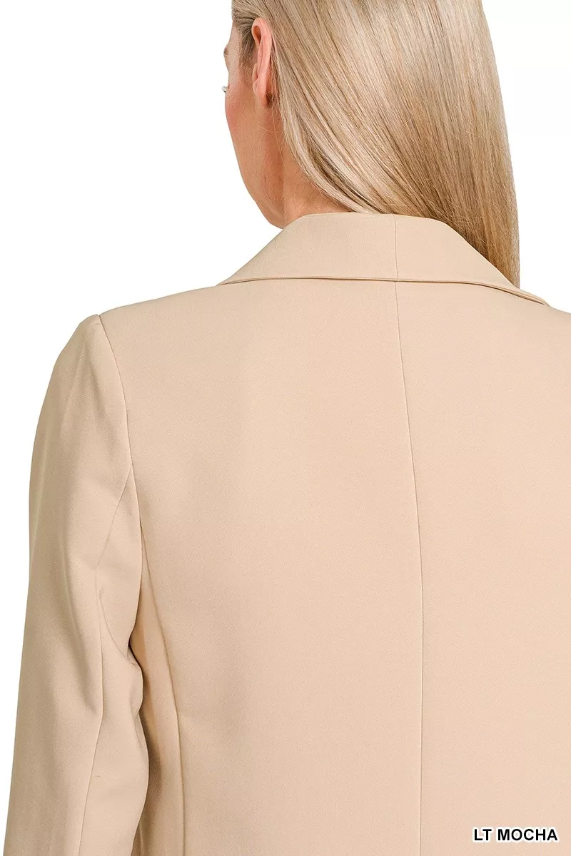 Woven Long Sleeve Blazer With Lining, image 3