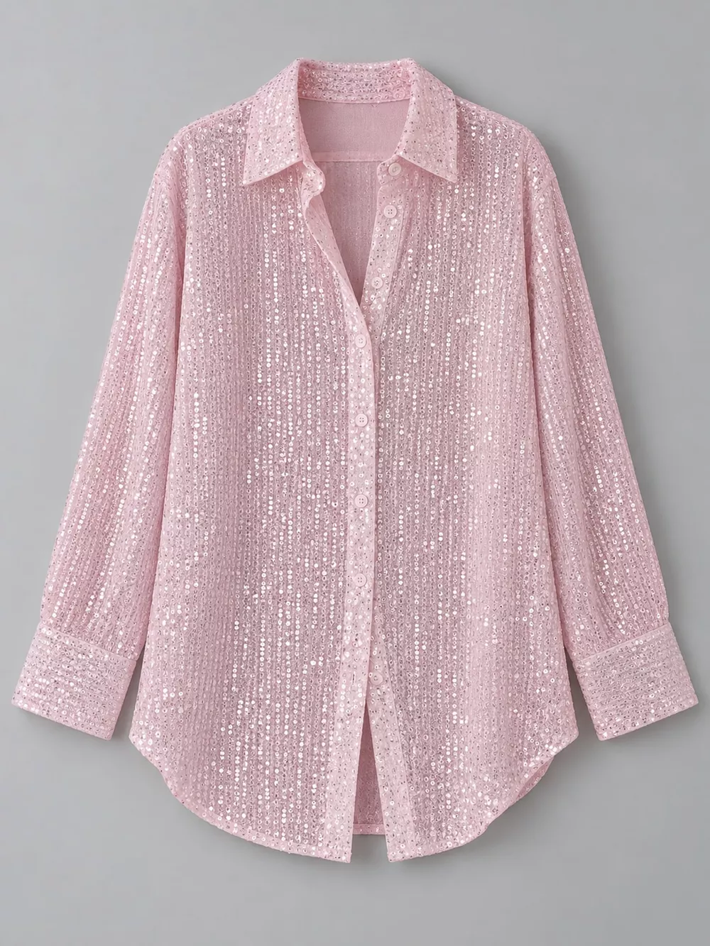 Full Size Sequin Button-Down Shirt Plus Size, image 43