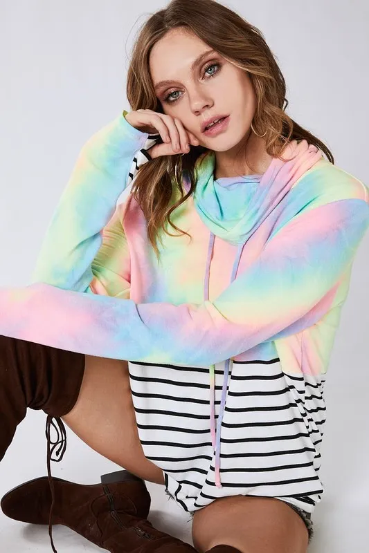 Tie Dye French Terry Cowl Neck Top, image 4