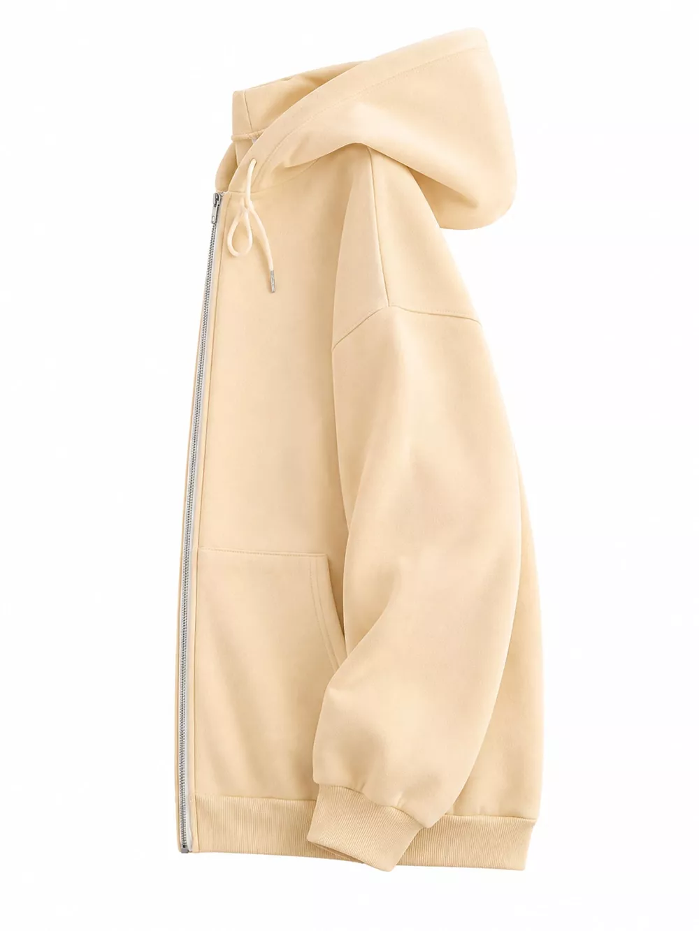 Full Size Oversized Solid Zip-Up Hoodie with Drawstring Plus Size, image 8