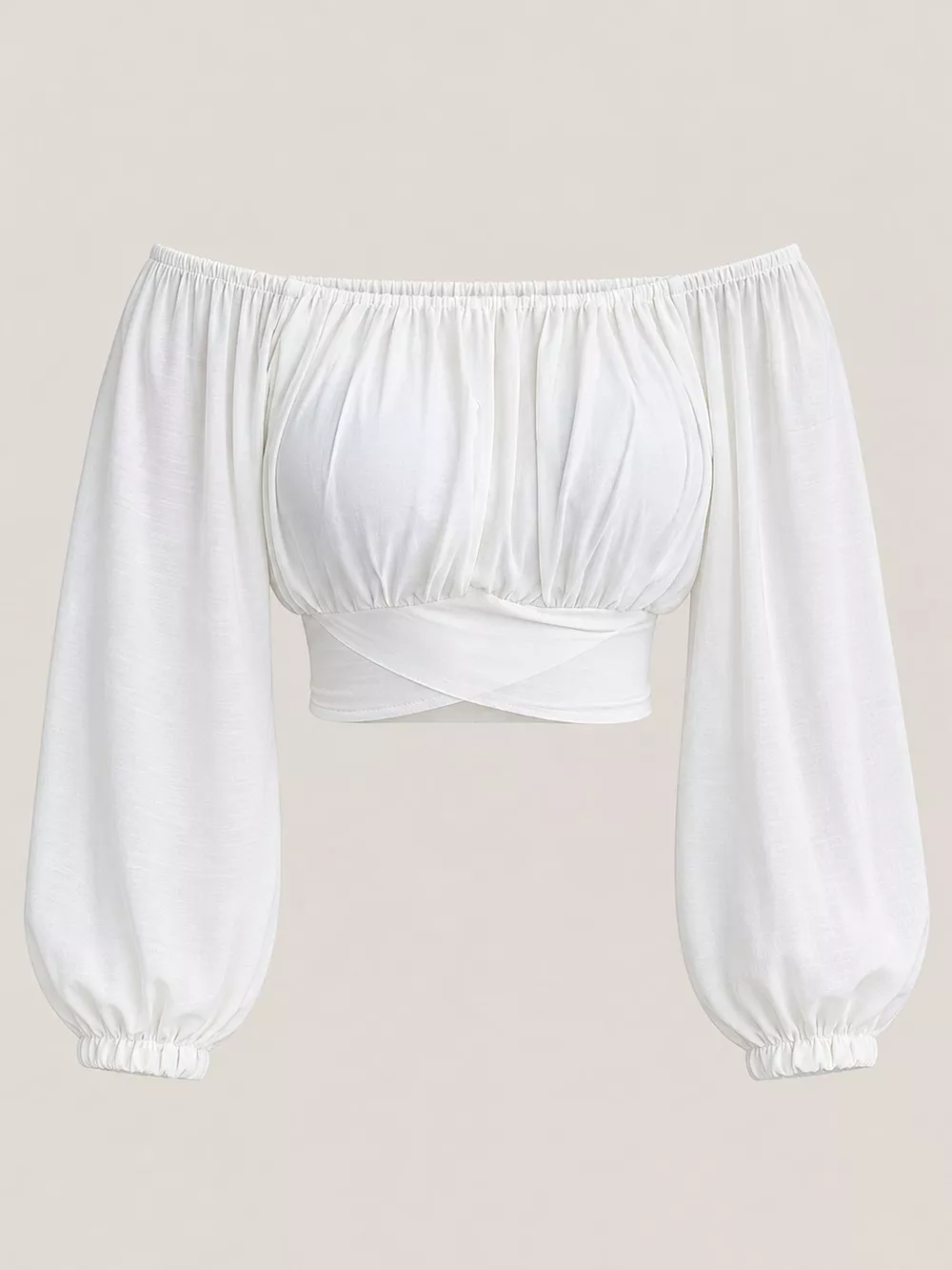 Off-Shoulder Long Sleeve Cropped Blouse, image 3