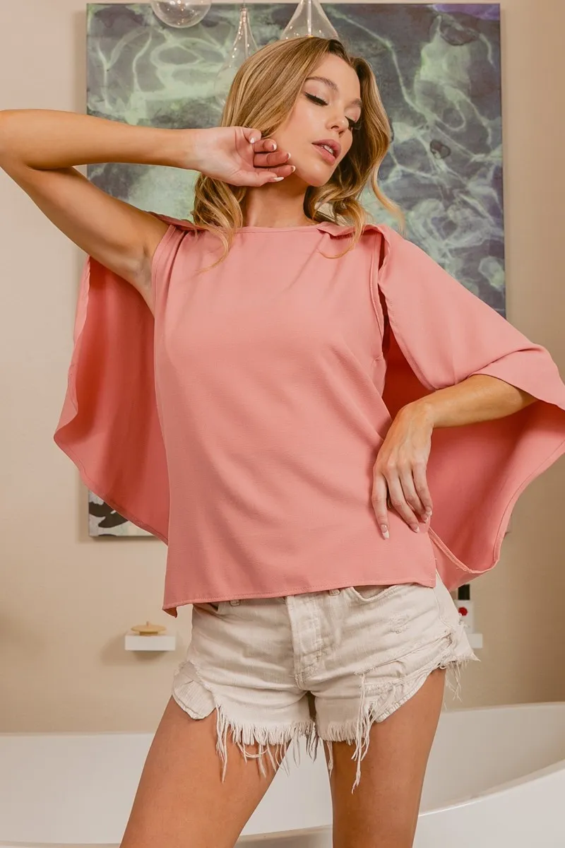 Woven Top With Fold Over Back Detail, image 6