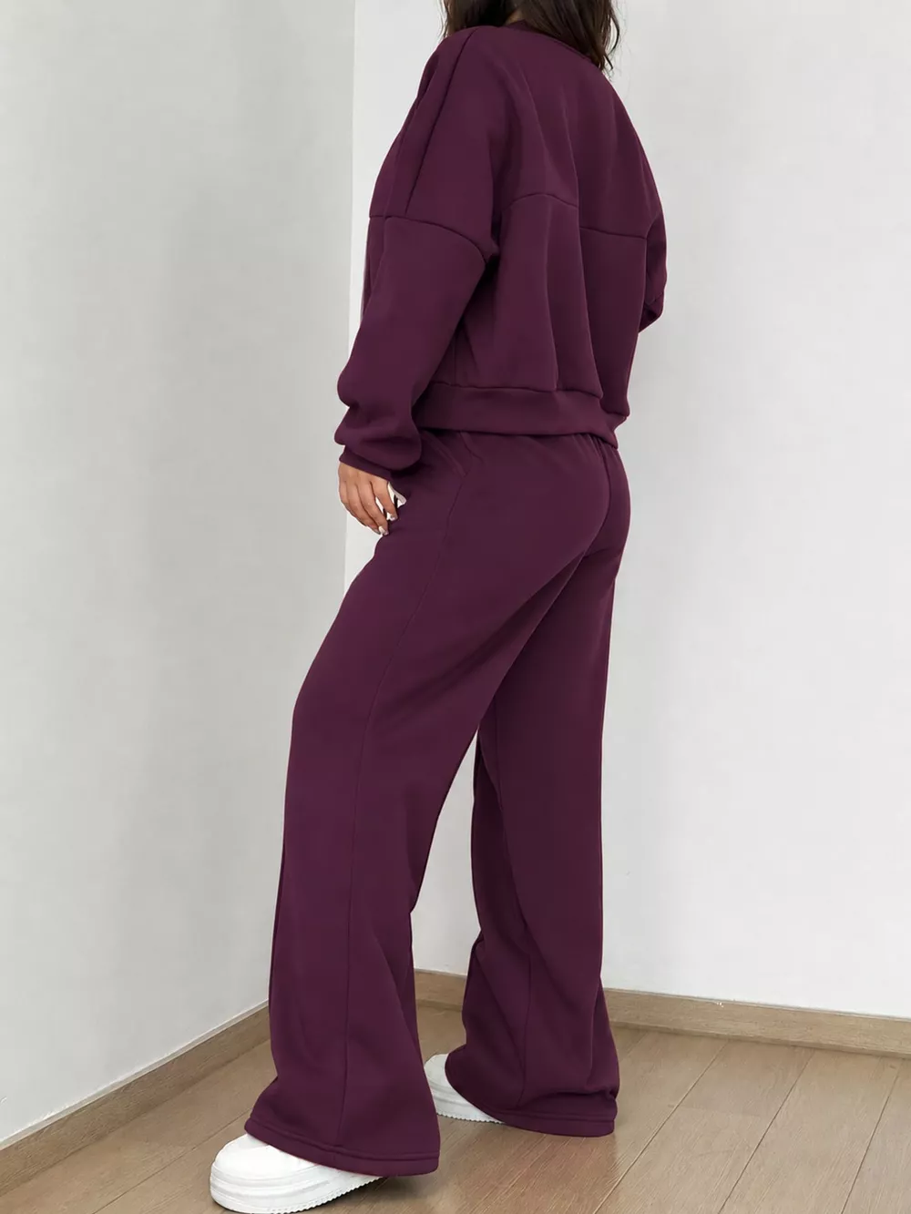 Casual Zip-Up Jacket and Wide-Leg Sweatpants Set, image 51