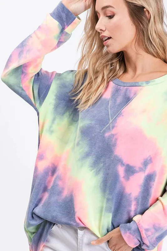 Tie Dye French Terry Print Top, image 3