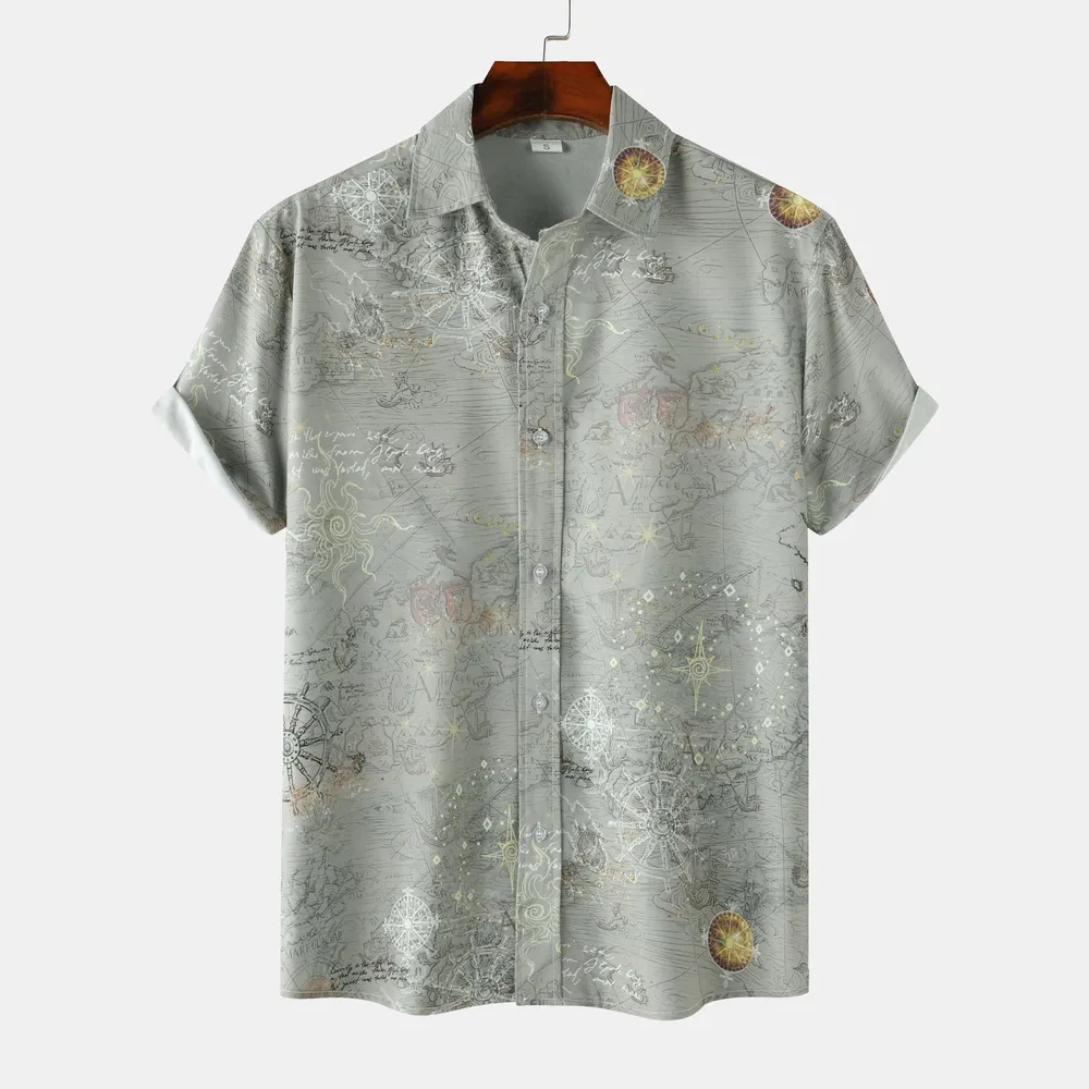 Men's Printed Button Up Short Sleeve Shirt, image 5