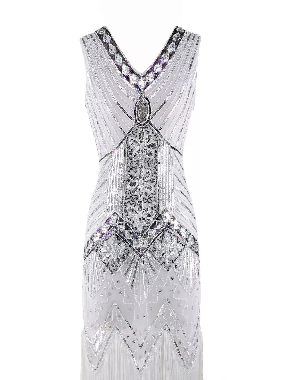 Full Size Sequin Fringe Hem Sleeveless Dress Plus Size, image 6