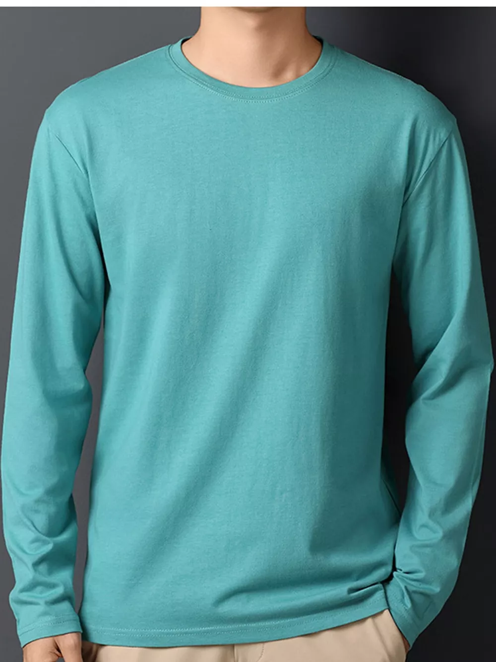 Men's Plus Size Round Neck Long Sleeve T-Shirt, image 57