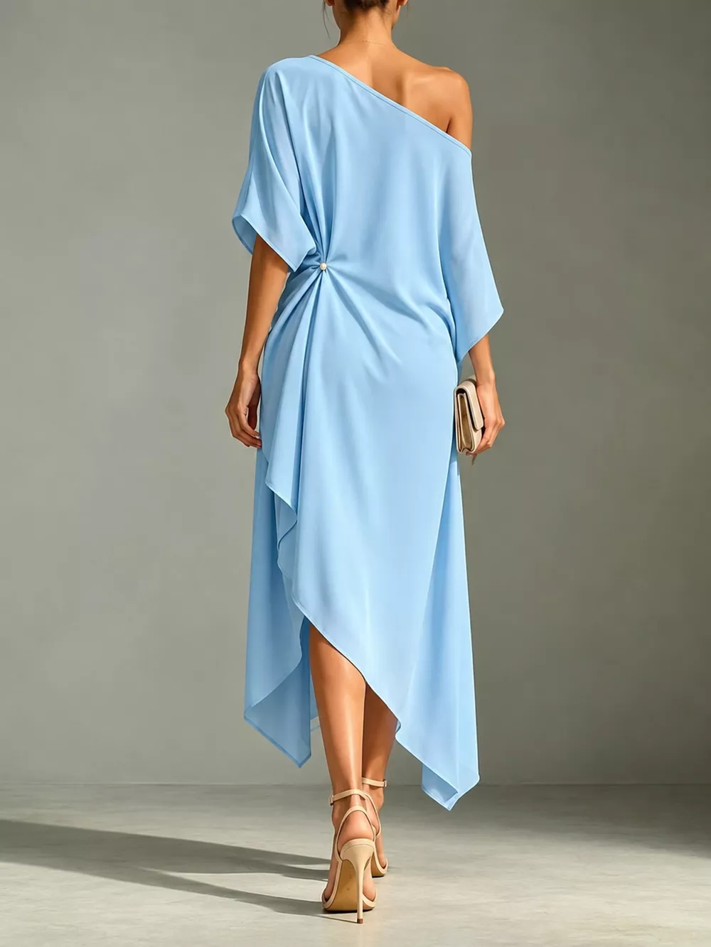 Full Size One-Shoulder Asymmetric Hem Midi Dress Plus Size, image 3