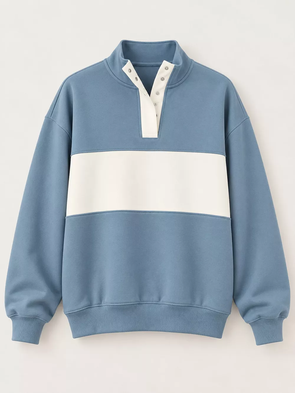 Full Size Color Block Snap-Button Sweatshirt Plus Size, image 14