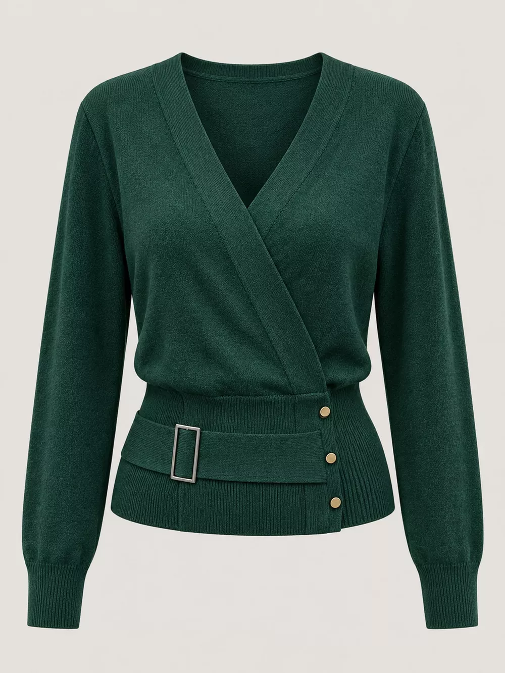 Surplice Elastic Waist Long Sleeve Knit Top, image 20