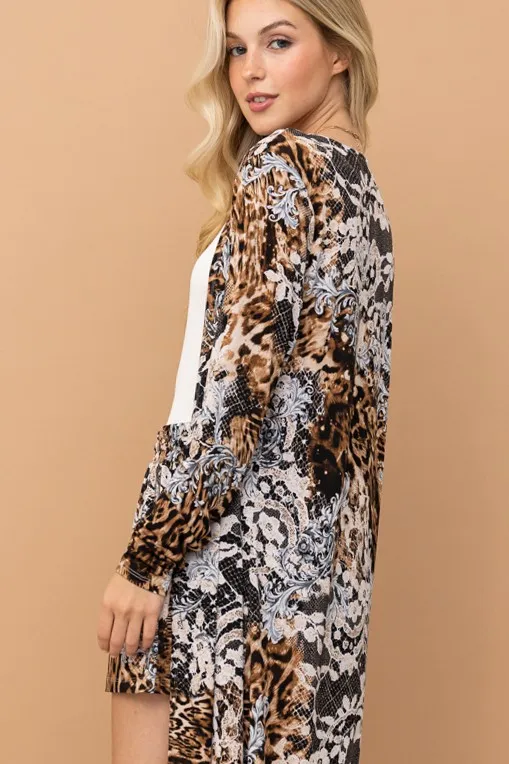 Animal Print Kimono and Shorts Set, image 8