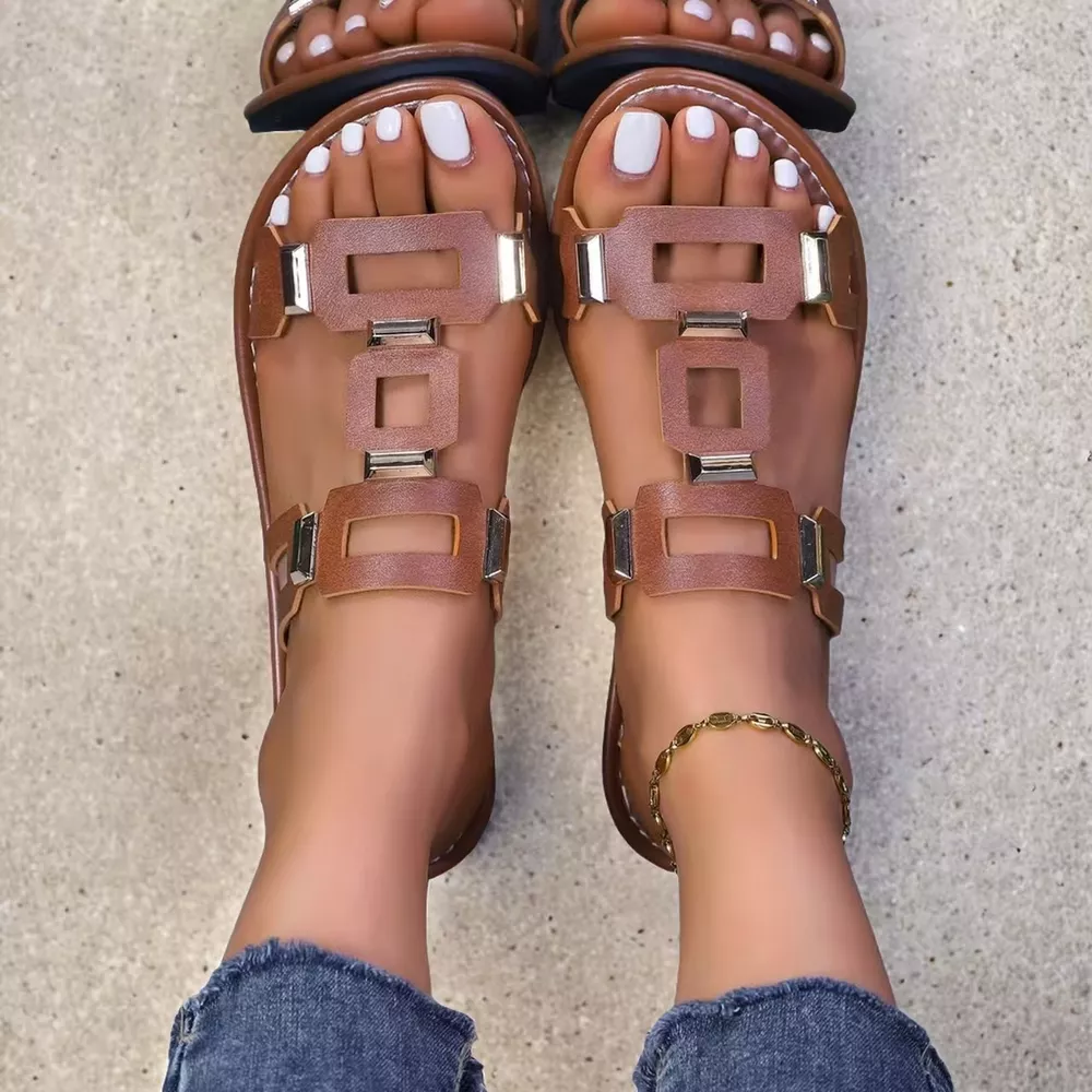 Open Toe Geometric Embellishments Sandals, image 5