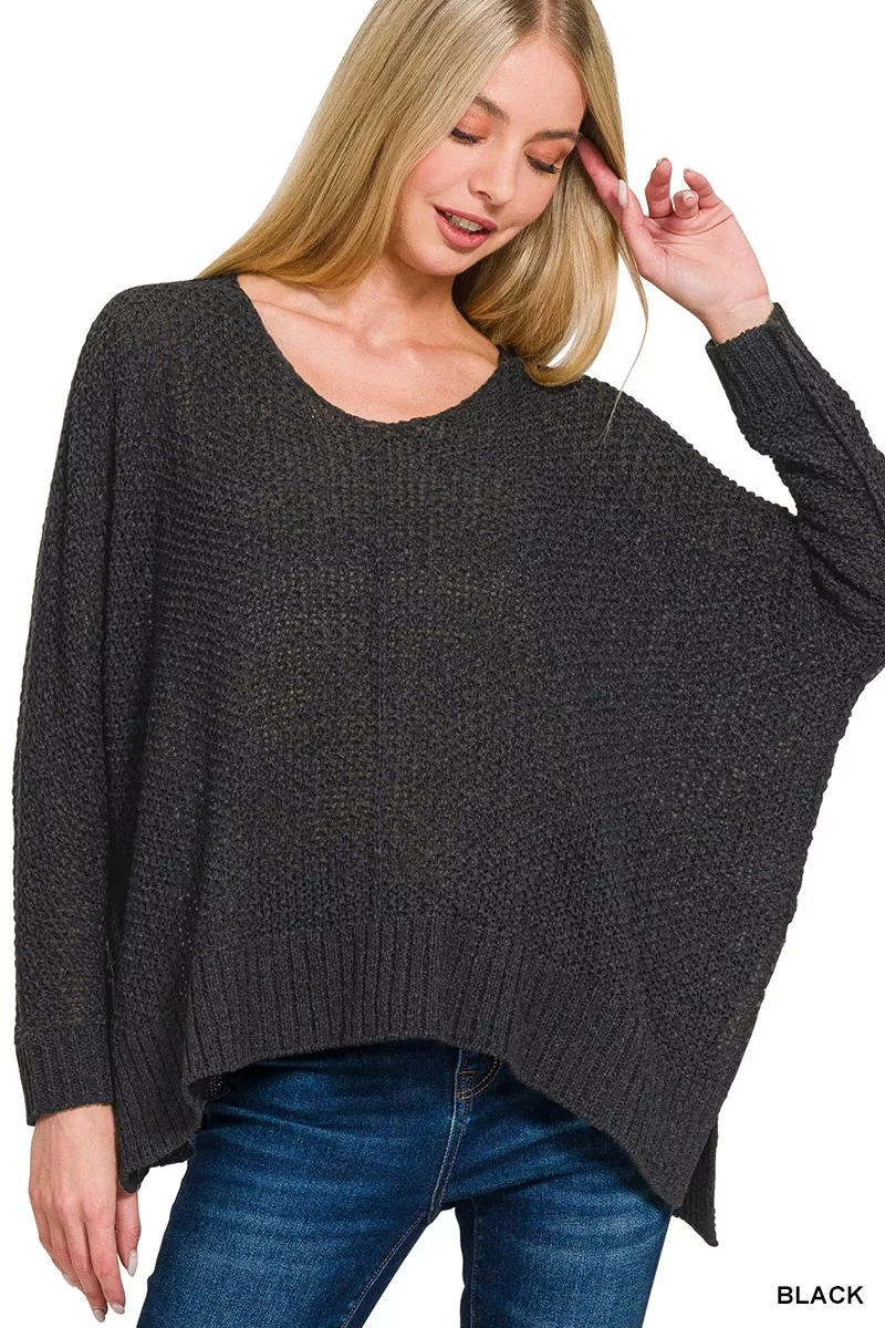 Dolman Sleeve V-Neck Sweater, image 2