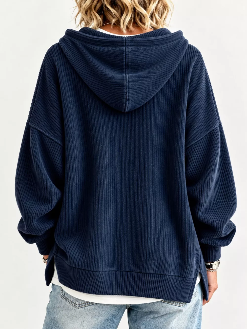 Drawstring Dropped Shoulder Hoodie, image 7