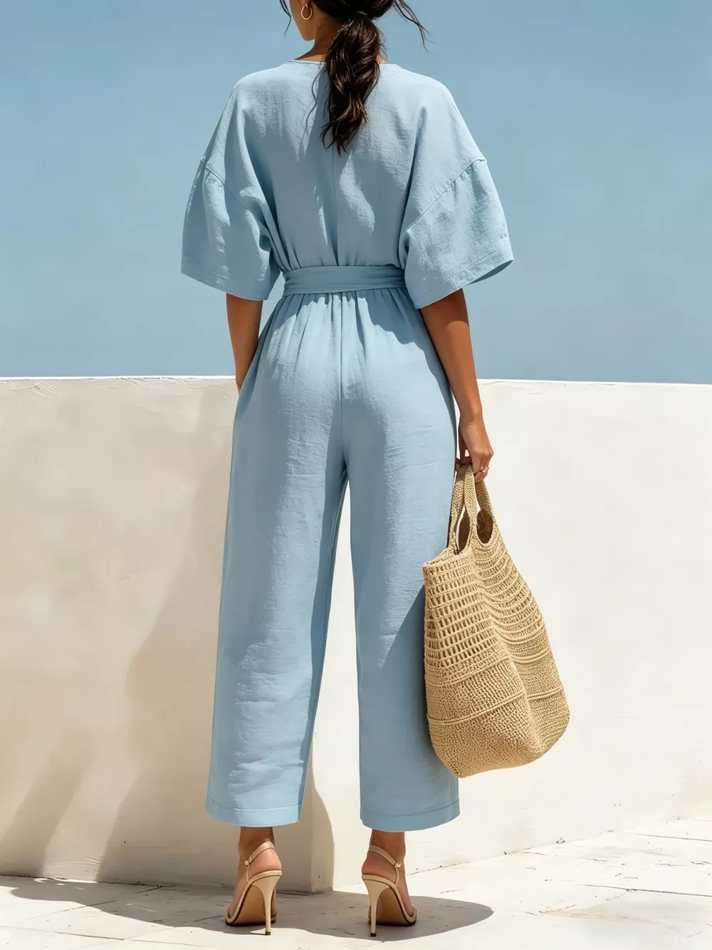 Tie Waist Wide Leg Jumpsuit, image 3