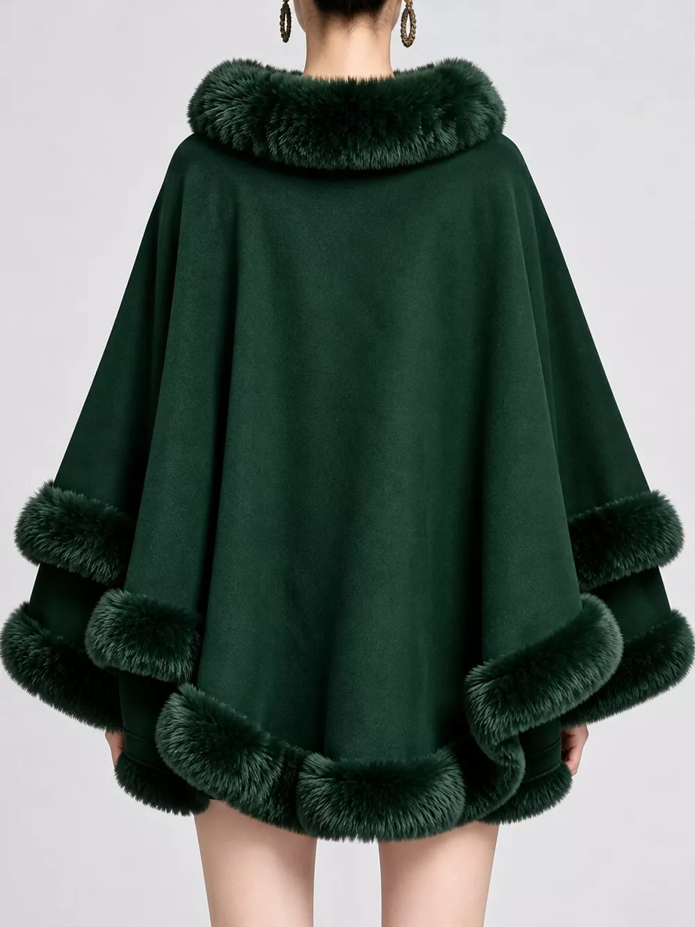 Faux Fur Trimmed Hooded Cape, image 41