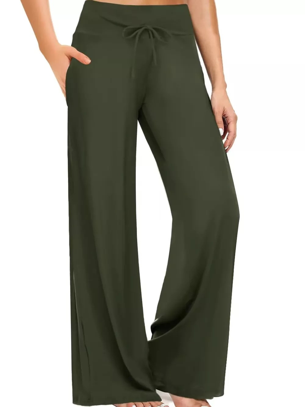 High-Waisted Wide-Leg Lounge Bottoms with Pockets, image 16