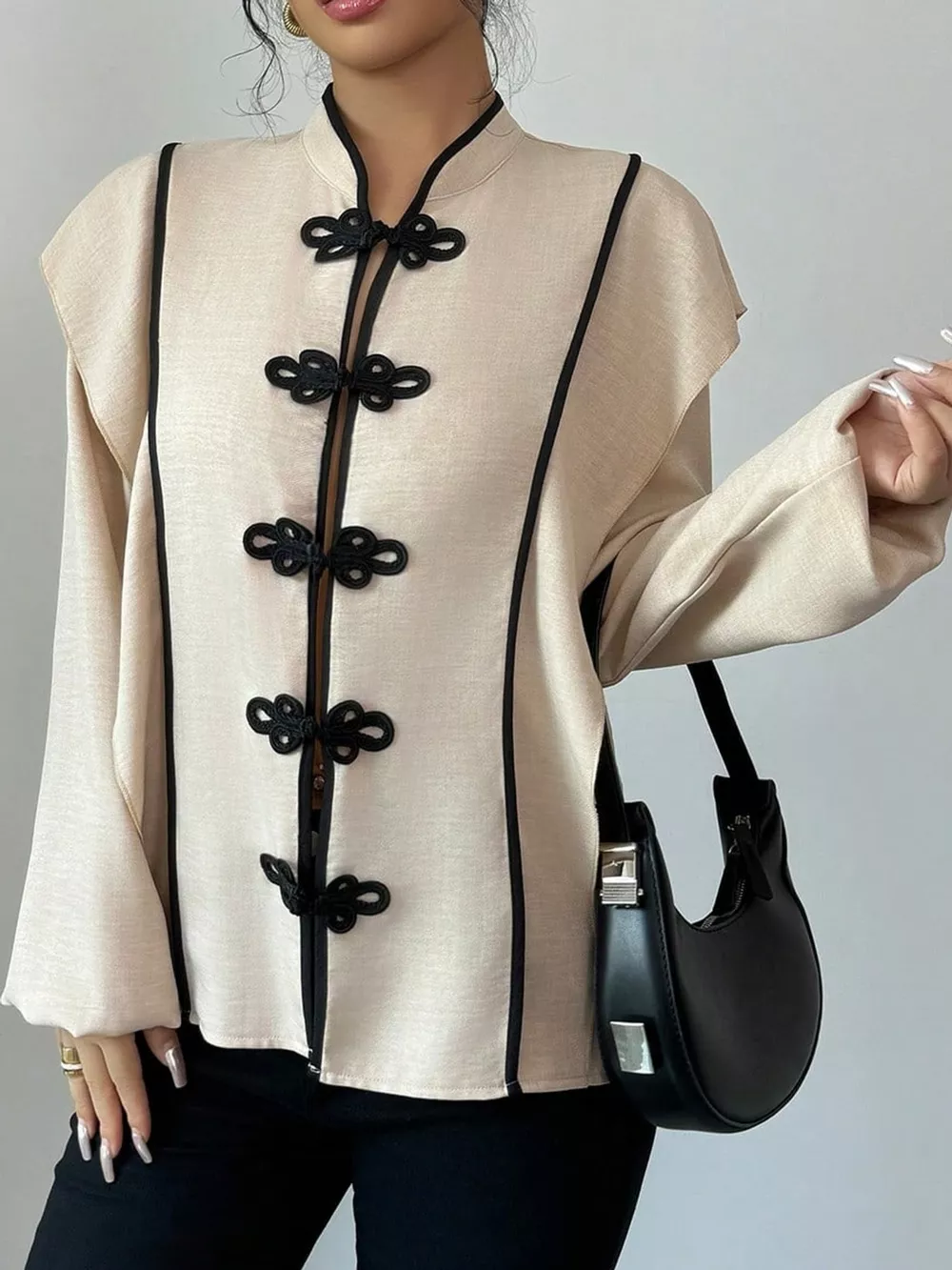 Chinese-Style Mandarin Collar Blouse, image 2
