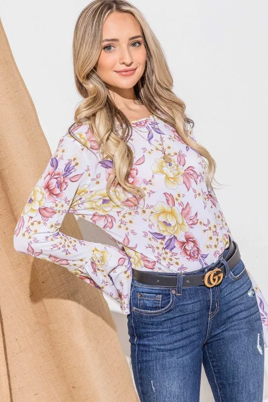 Floral Printed Bell Sleeve Casual Top, image 2
