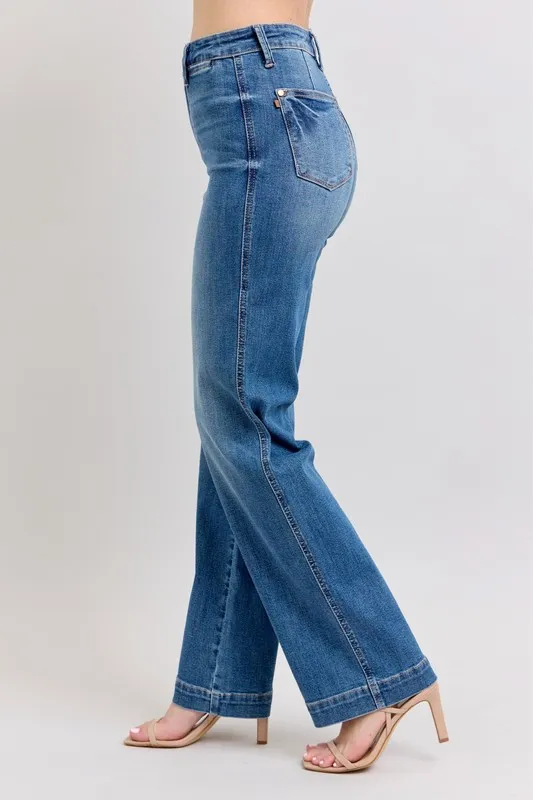 Full Size High Waist Contrast Thread Straight Plus Size, image 9