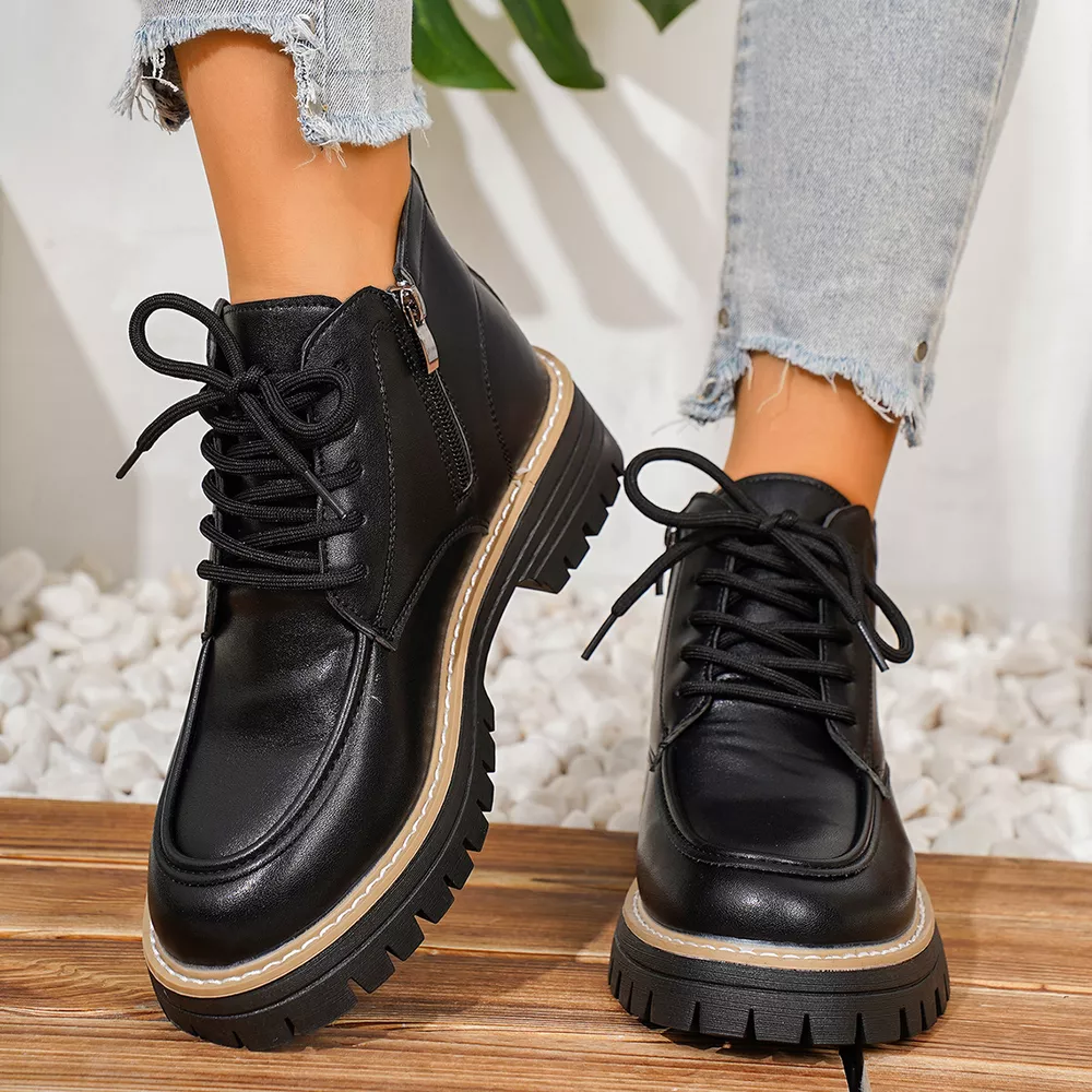Chunky Lace-Up Combat Boots, image 5