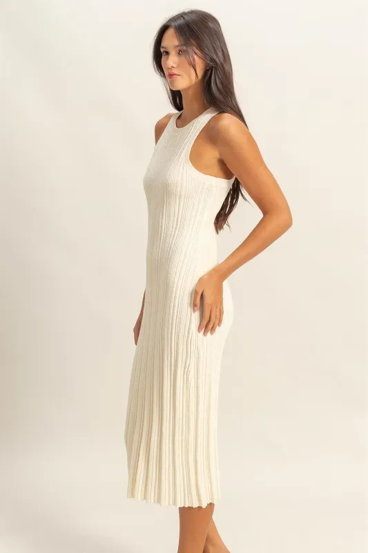Round Neck Bodycon Ribbed Knit Dress, image 2