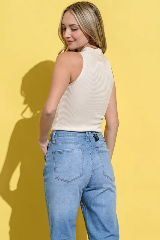 Basic Rib Cross Halter Neck Tank Top, image 4