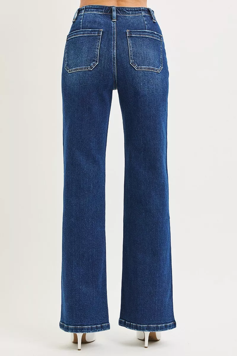Full Size High Rise Wide Leg Jeans with Front Tie Detail Plus Size, image 6