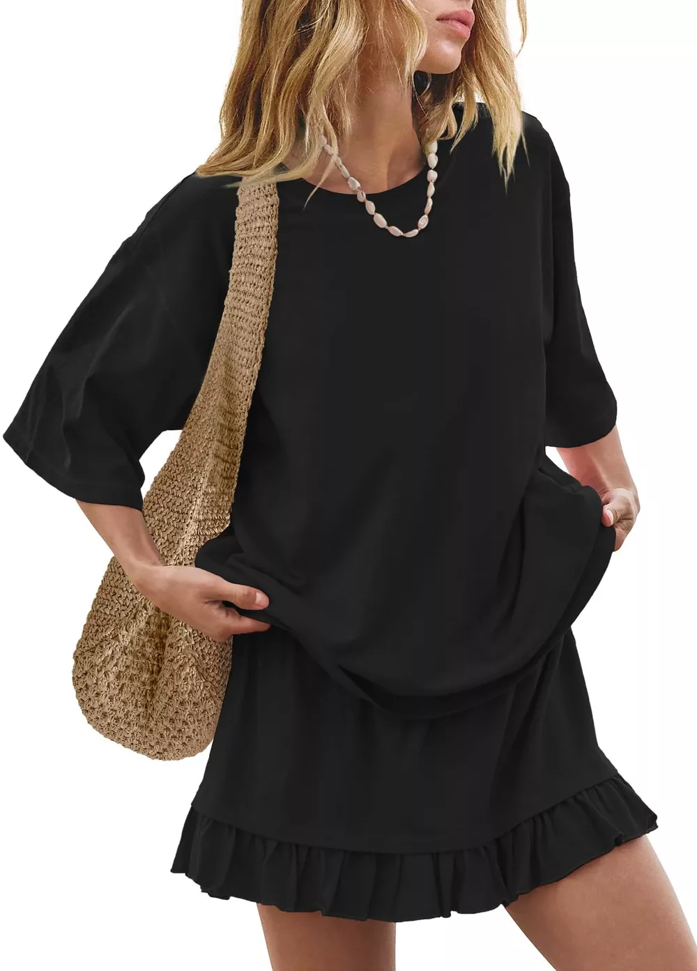 Round Neck Half Sleeve Tee and Skirt Set, image 6