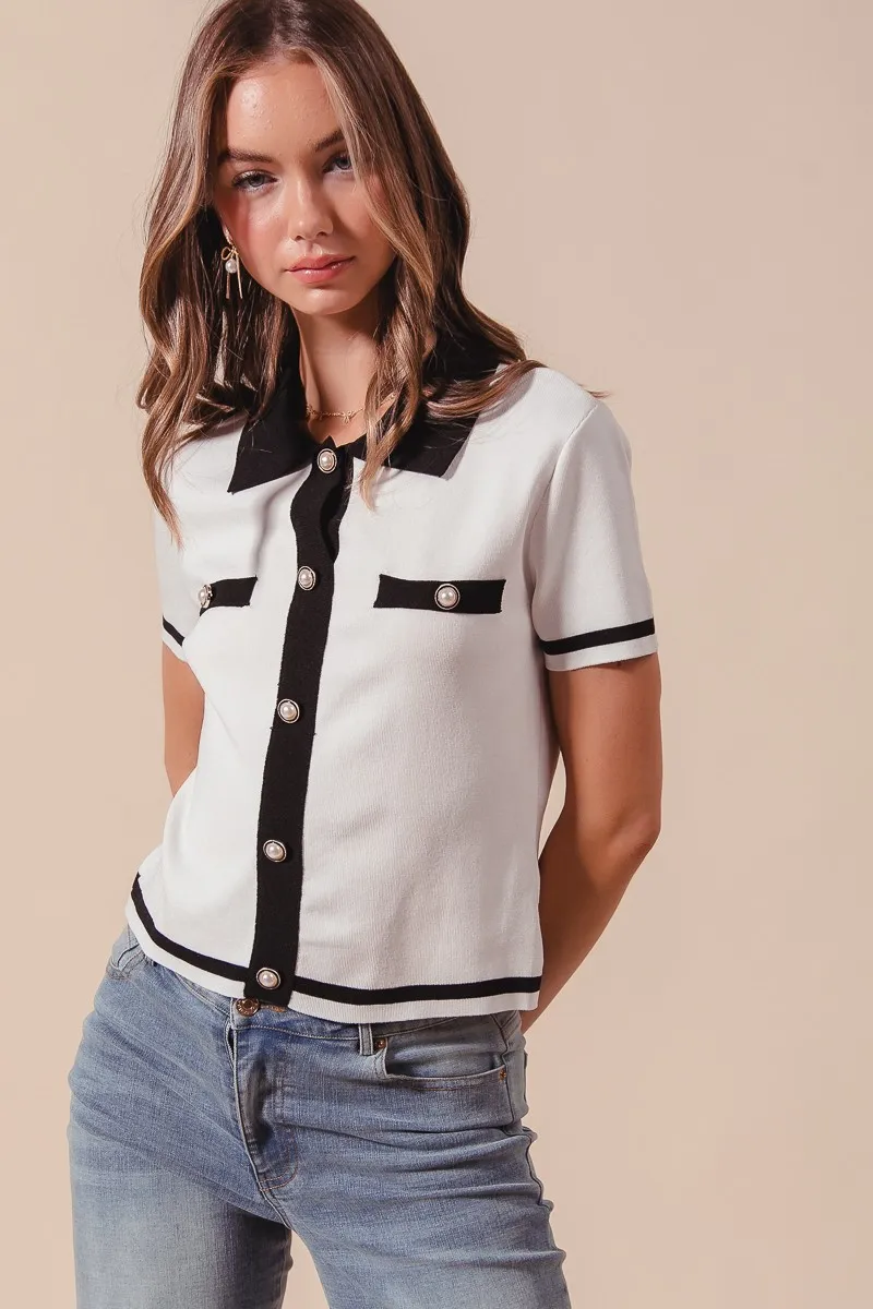 Button Down Knitted Sweater Shirt Top, image 7