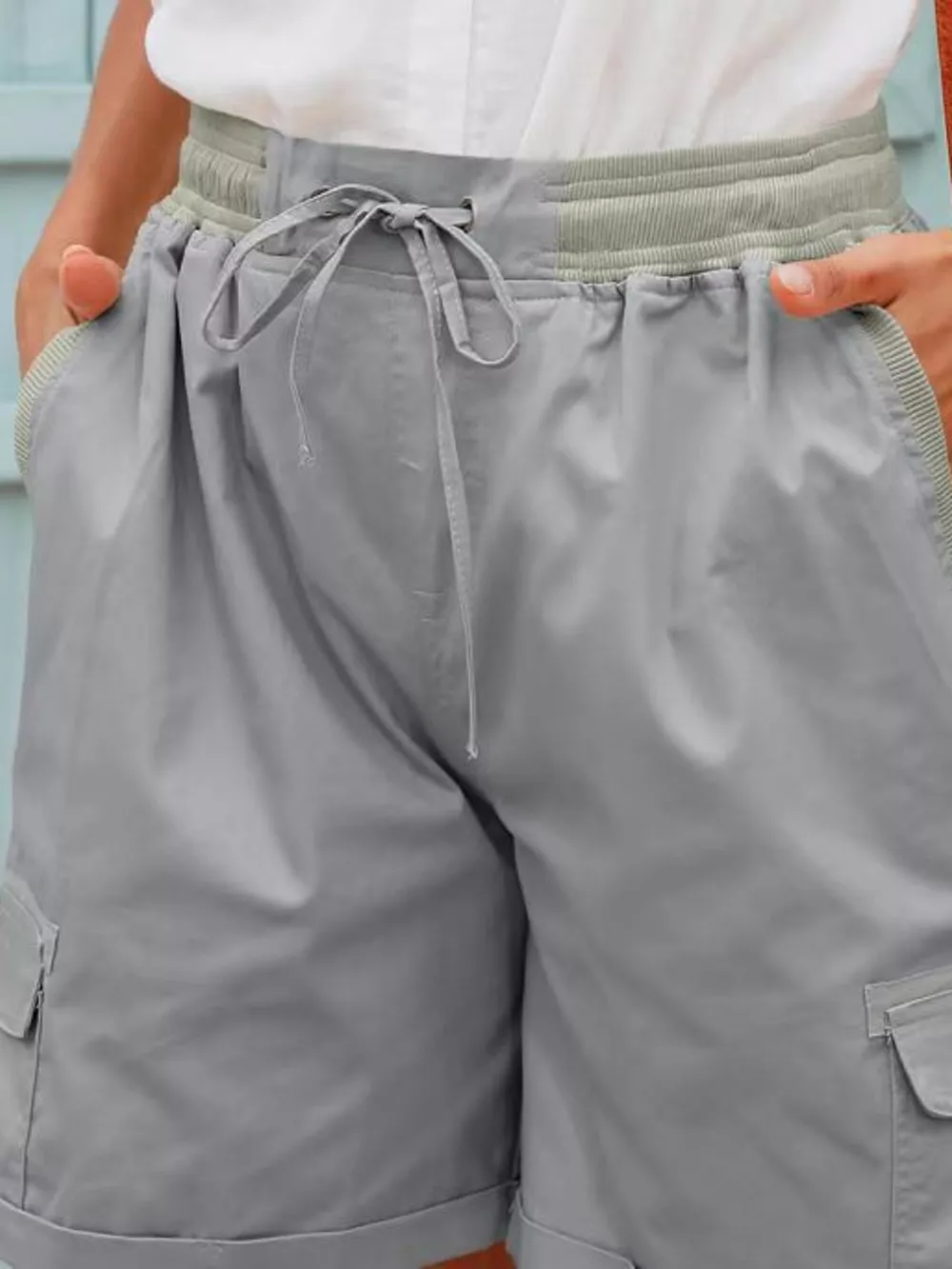 Full Size Drawstring Cargo Shorts Plus Size, image 72