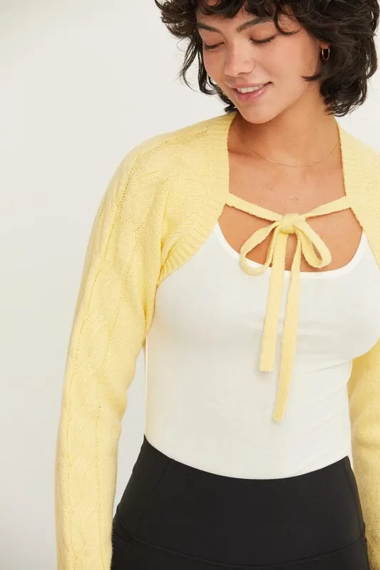 Cable-Knit Tie-Front Shrug, image 4