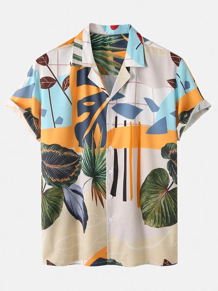 Men's Full Size Printed Short Sleeve Shirt and Shorts Set Plus Size, image 2