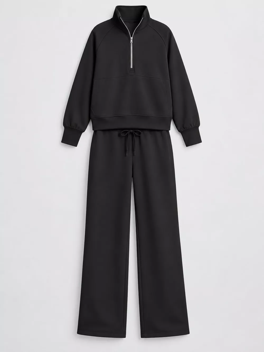 Half-Zip Sweatshirt and Wide-Leg Pants Set, image 5