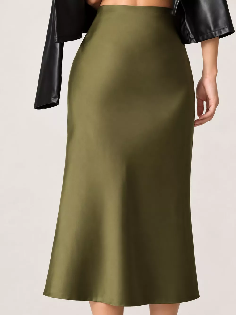 High-Waisted Satin Midi Skirt, image 14
