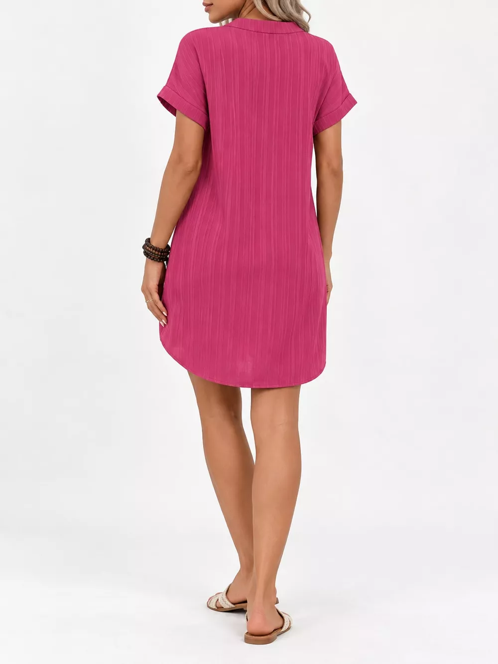 Full Size V-Neck Short Sleeve Midi Dress Plus Size, image 33
