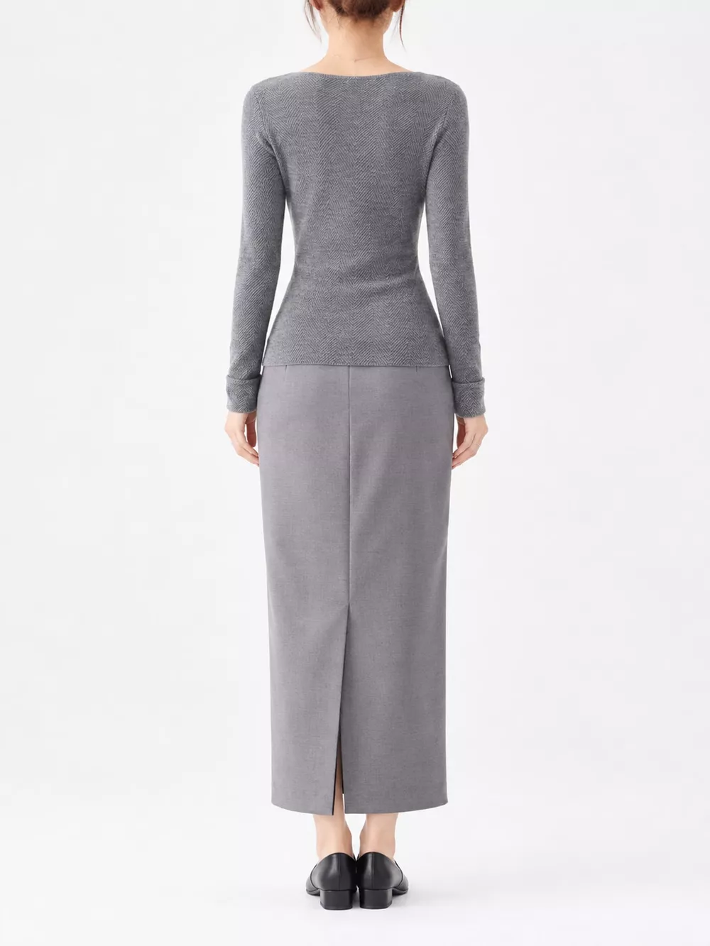 Herringbone Slim Fit Long Sleeve Knit Top, image 3