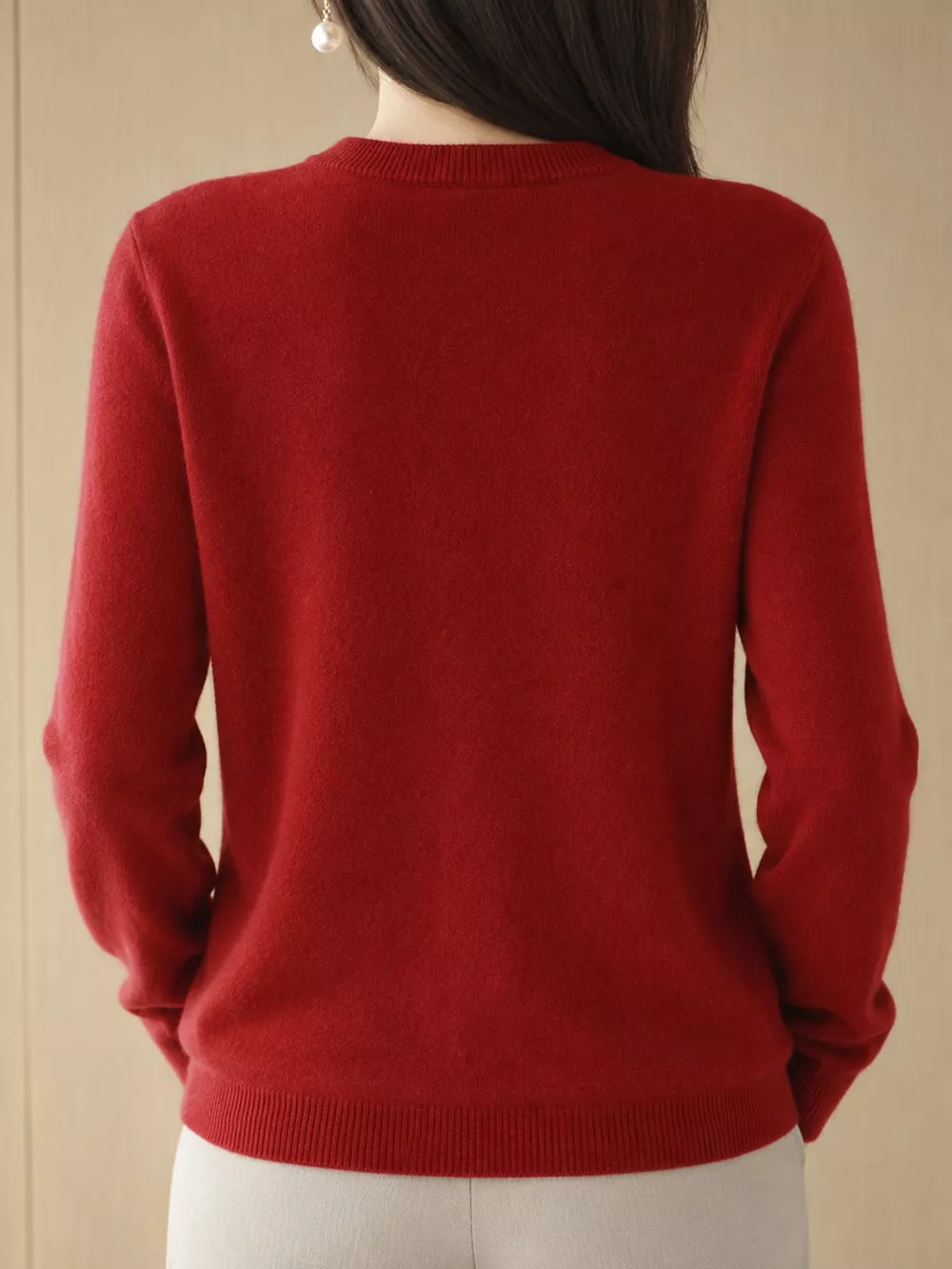 Classic Crew Neck Knit Cardigan, image 47