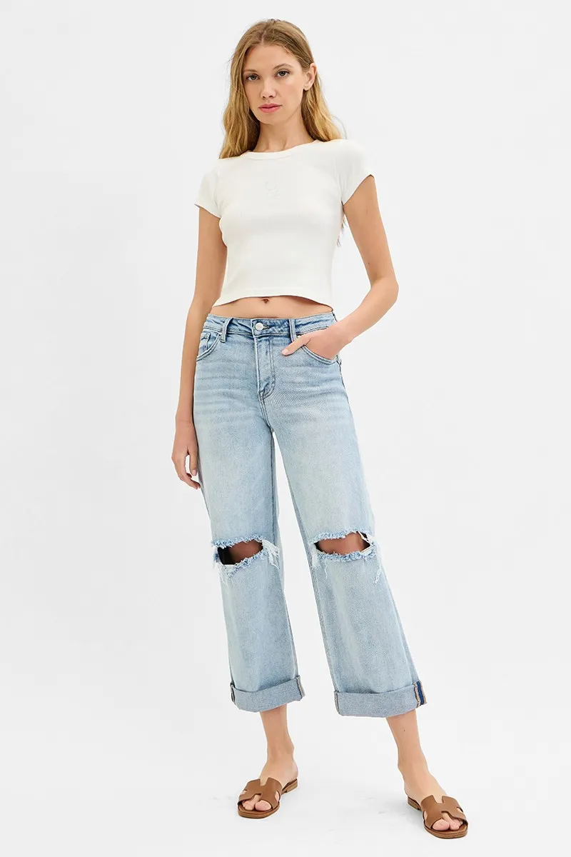 Full Size Mid Rise Fit Boyfriend Jeans with Cuff Plus Size, image 5